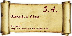 Simonics Alma névjegykártya